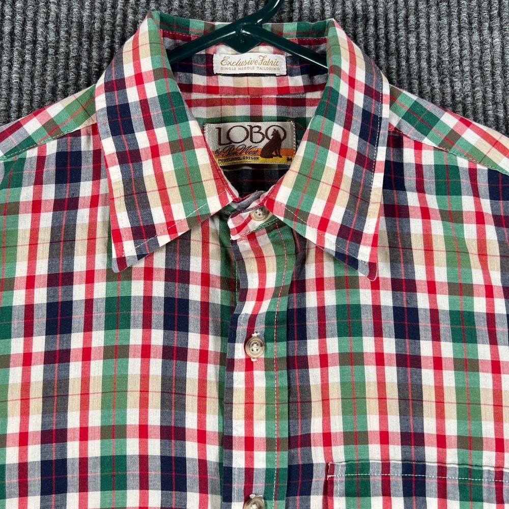 Lobo Shirt by Pen West Mens Medium Plaid Short Sleeve Button Up Vintage Western